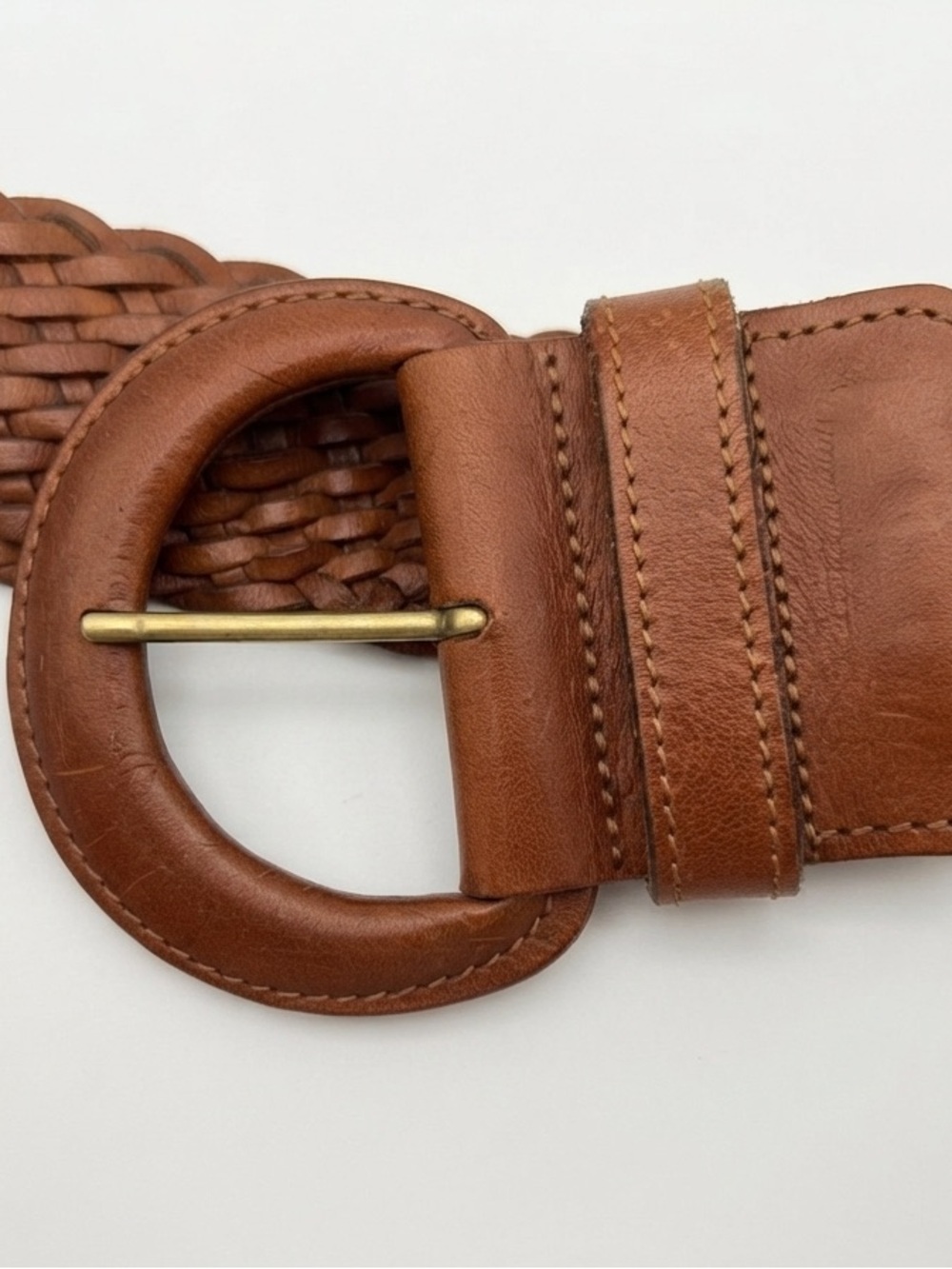 Nordstrom Handmade in Turkey Cognac Woven Leather Belt Medium - Picture 4 of 7